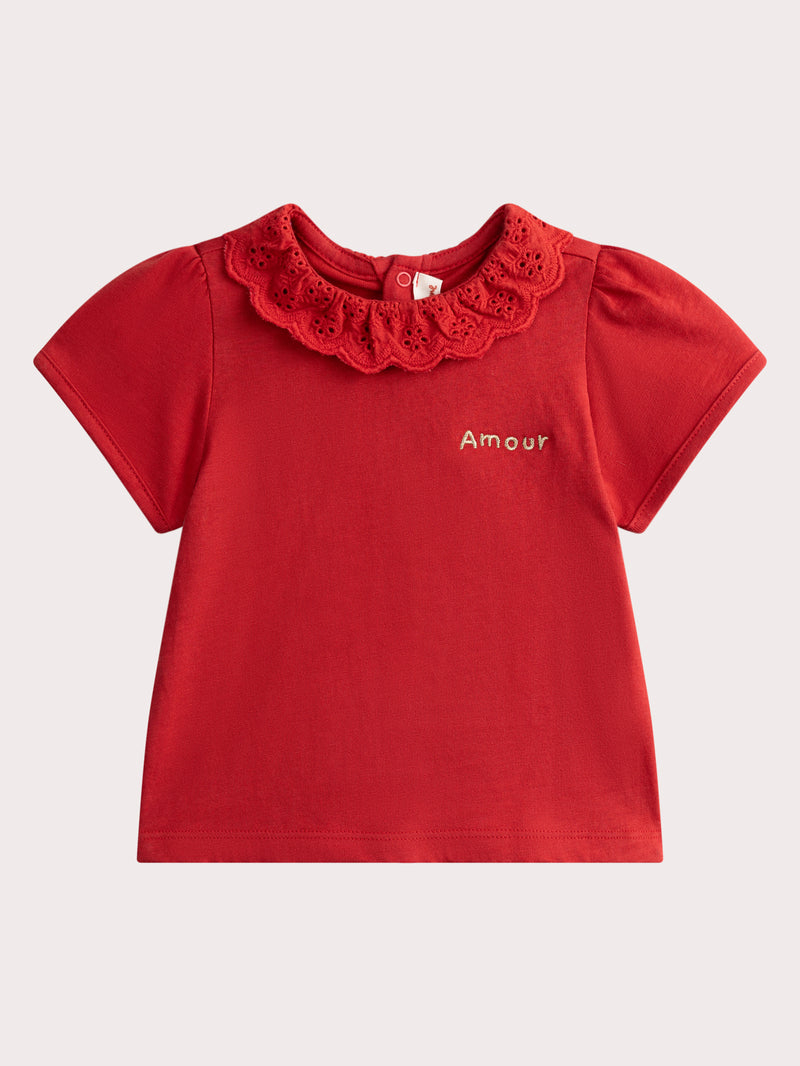 Brassiere Roja de Mangas Cortas para Bebé Niña