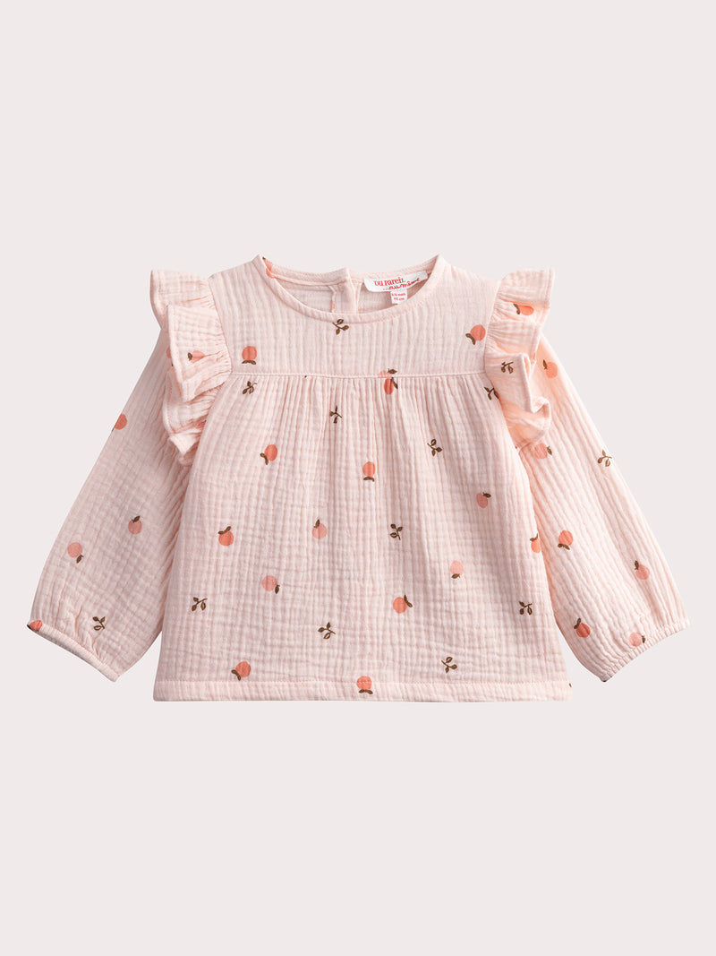 Conjunto rosa de gaze de algodón para bebé niña
