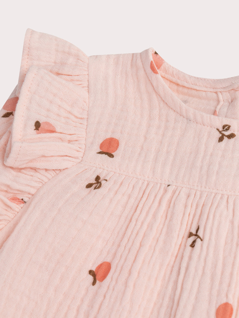 Conjunto rosa de gaze de algodón para bebé niña