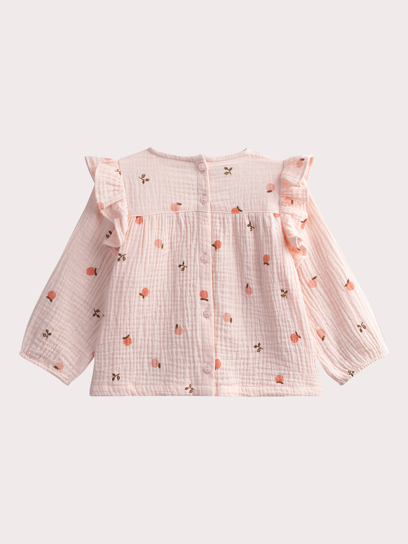 Conjunto rosa de gaze de algodón para bebé niña