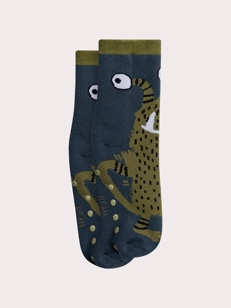 Calcetines cálidos y antideslizantes de monstruo para niño