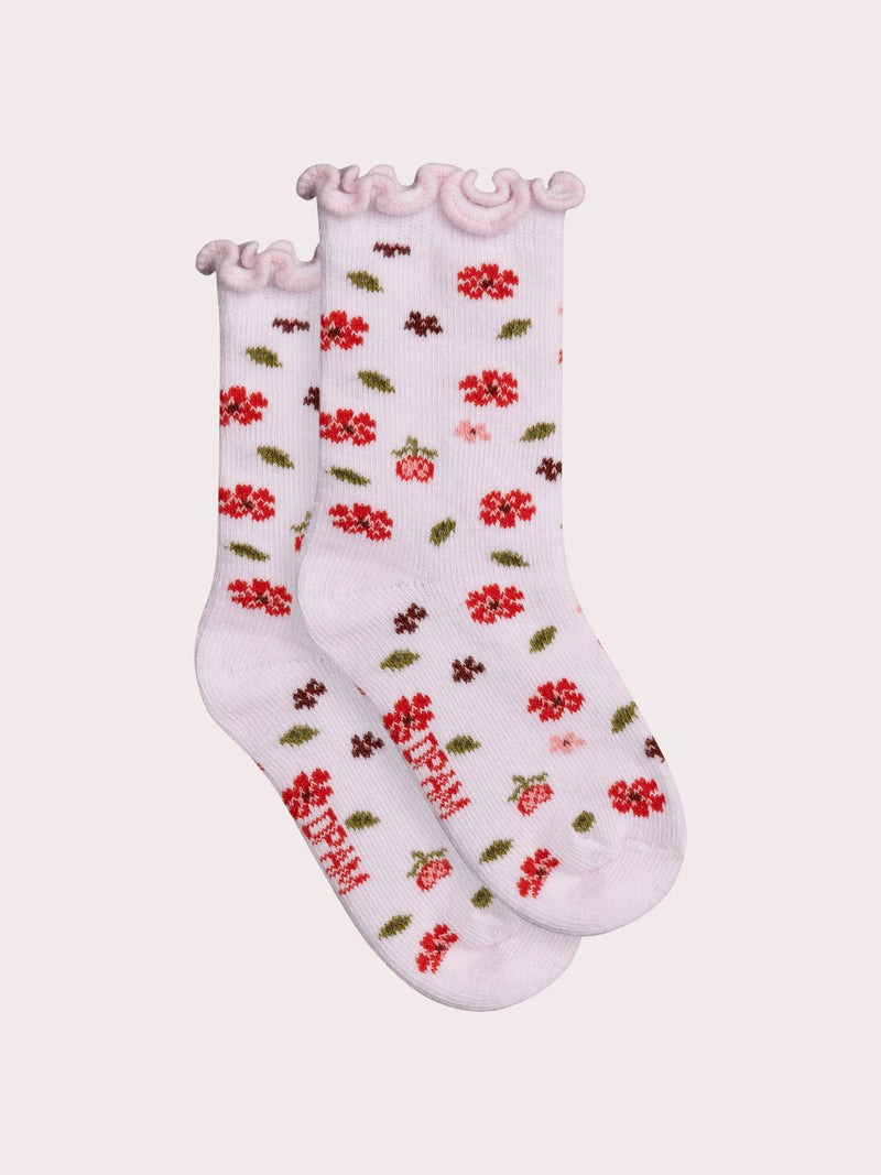Calcetines rosas con flores para bebé niña