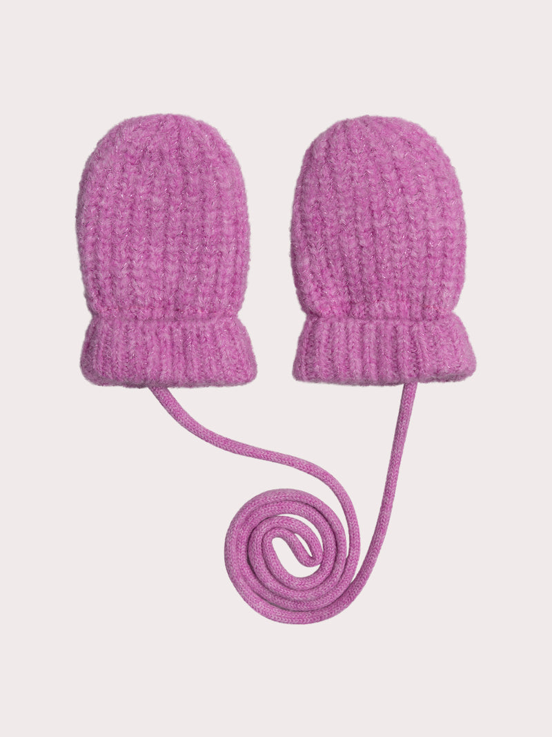 Manoplas púrpura con brillos para bebé niña