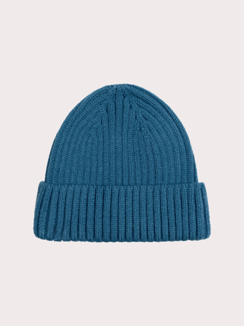 Gorro azul con ribete para bebé niño