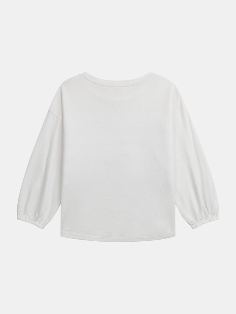 T-shirt blanc cassé à sequins bleus pour fille