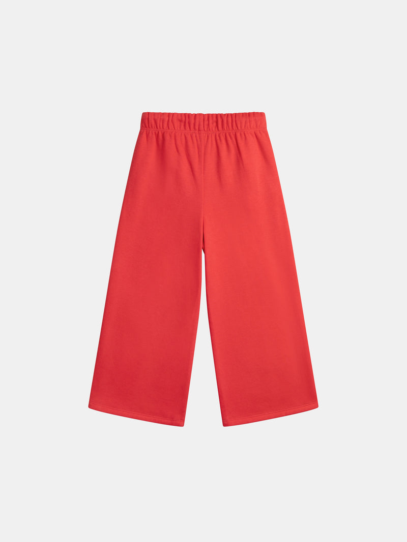 Pantalones rojos de felpa con rayas de colores para niñas