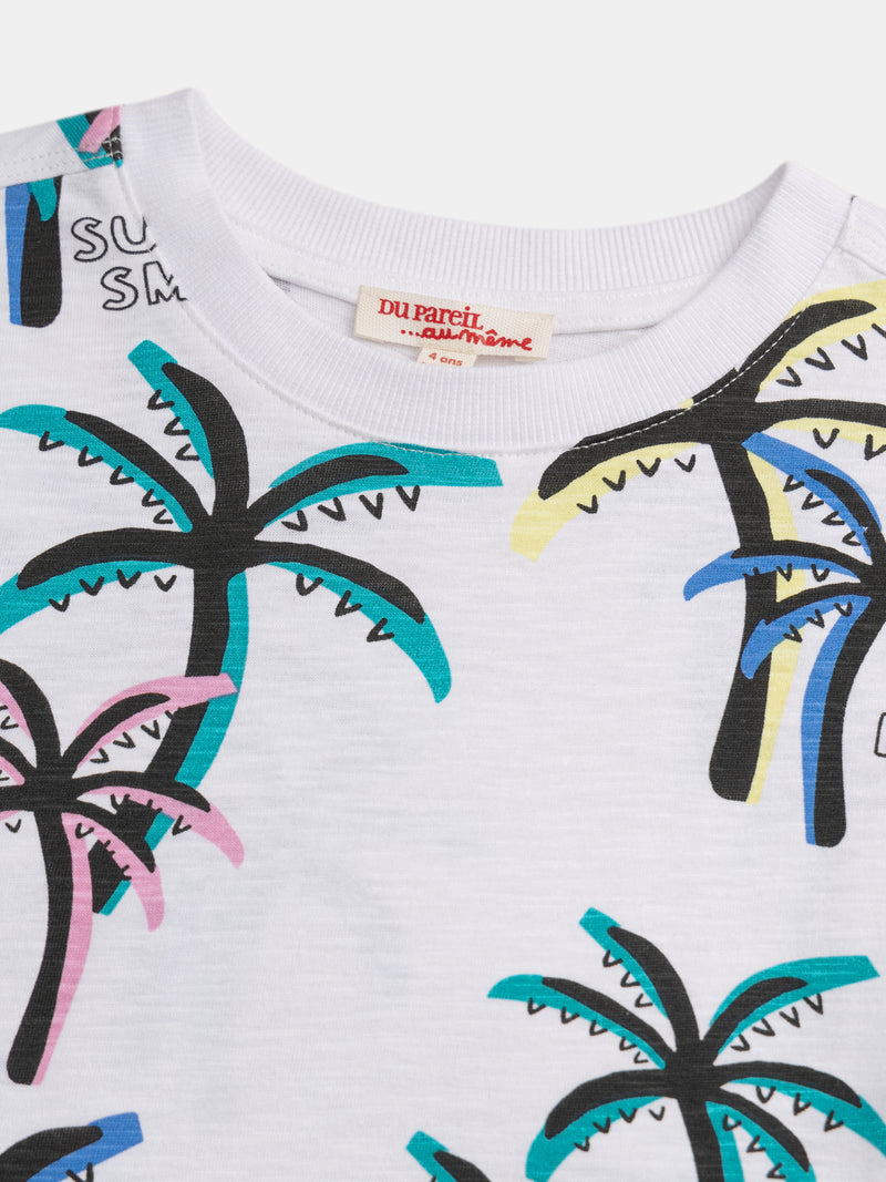 Camiseta blanca con estampado de palmeras para niño