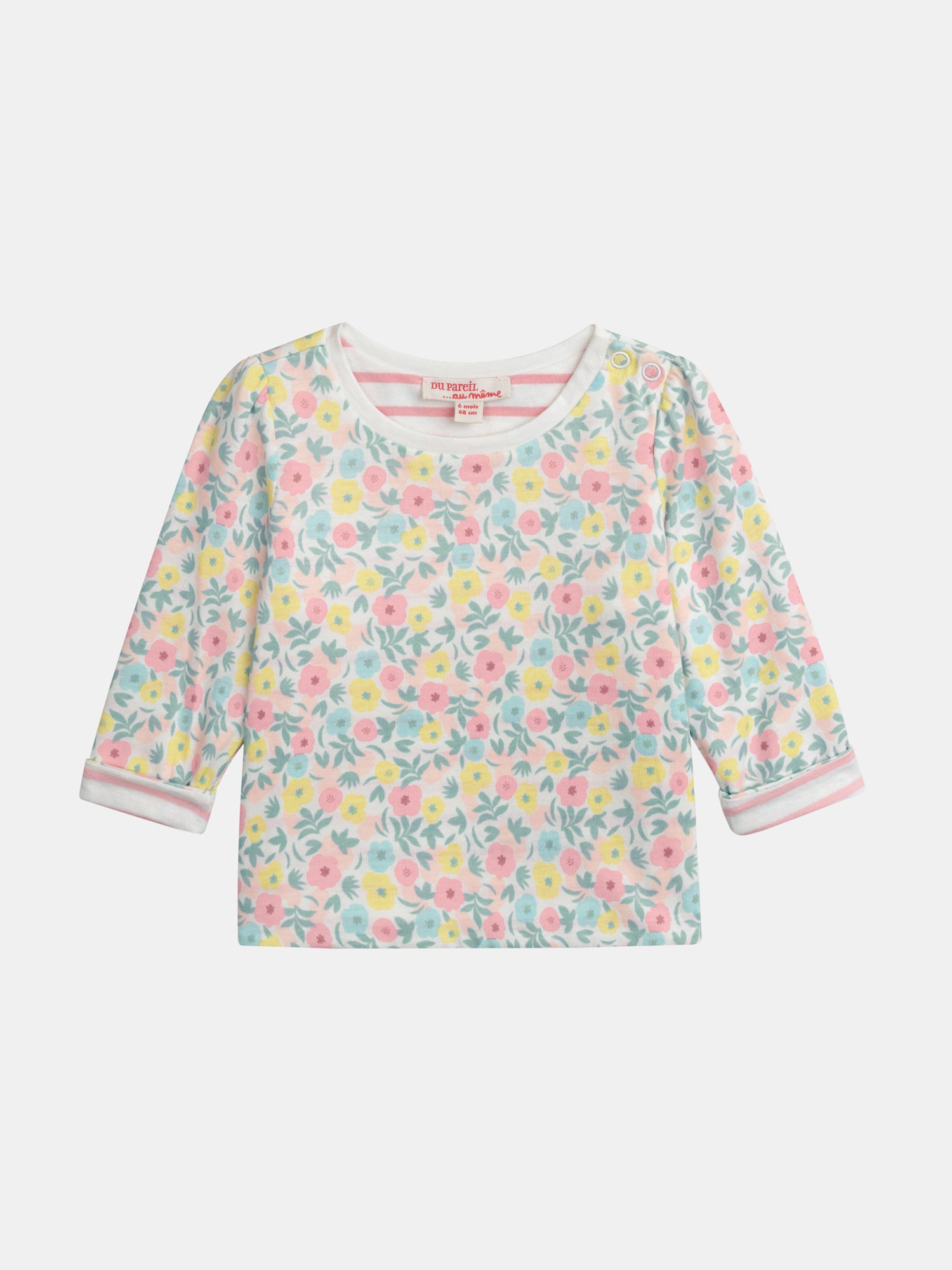 Camiseta reversible con motivo de flores en pastel para bebé niña