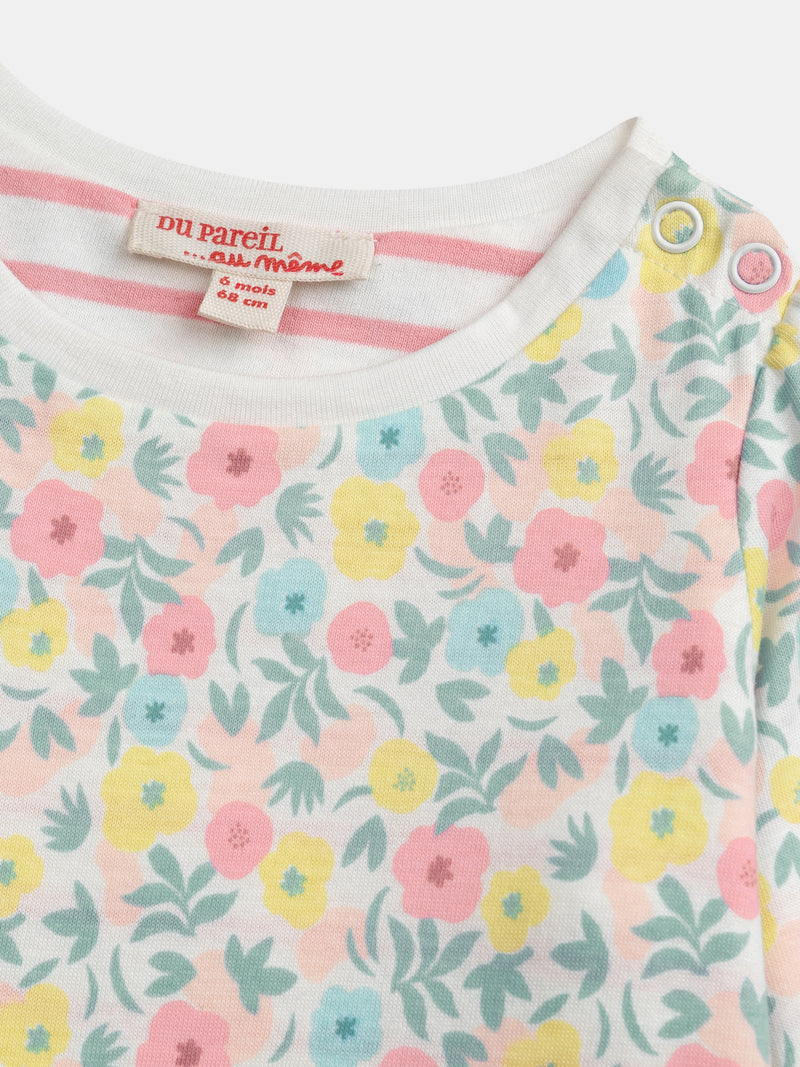 Camiseta reversible con motivo de flores pastel para bebé niña