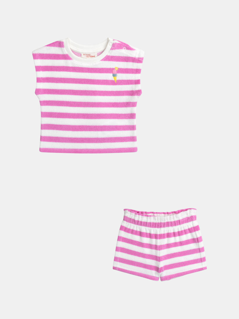 Conjunto a Rayas Rosa y Blanco para Bebé