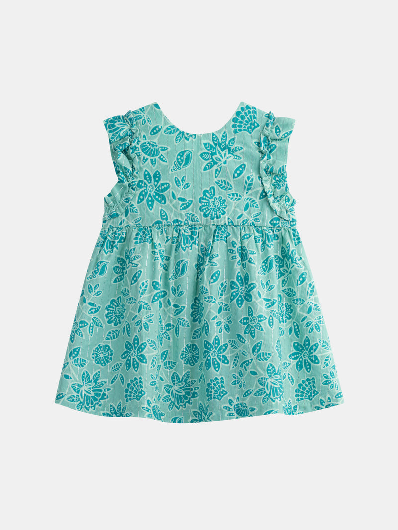 Vestido integral de estampado floral verde agua para niña bebé