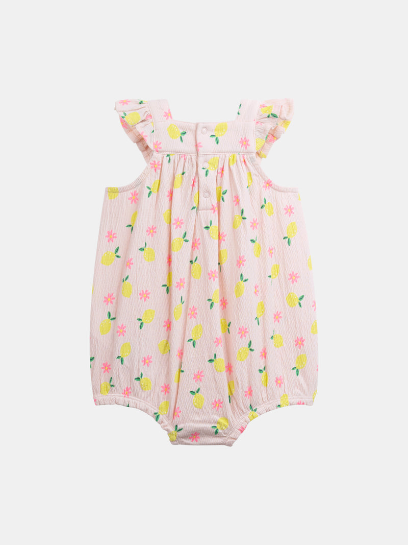 Monos rosas con estampado de limones y flores para niña