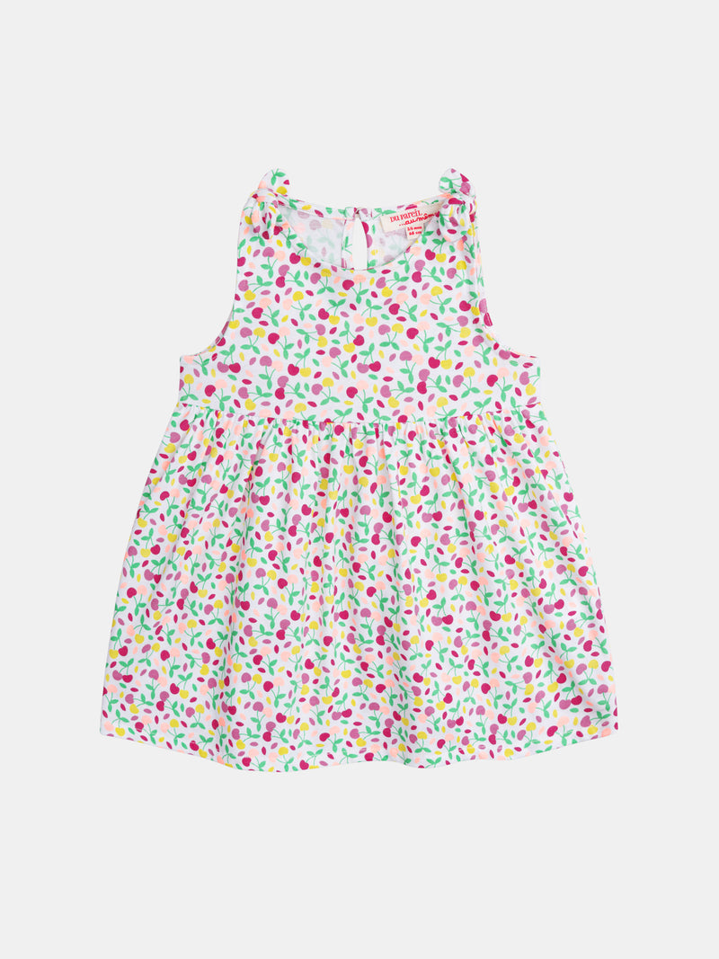 Vestido multicolor con estampado de cerezas para niña