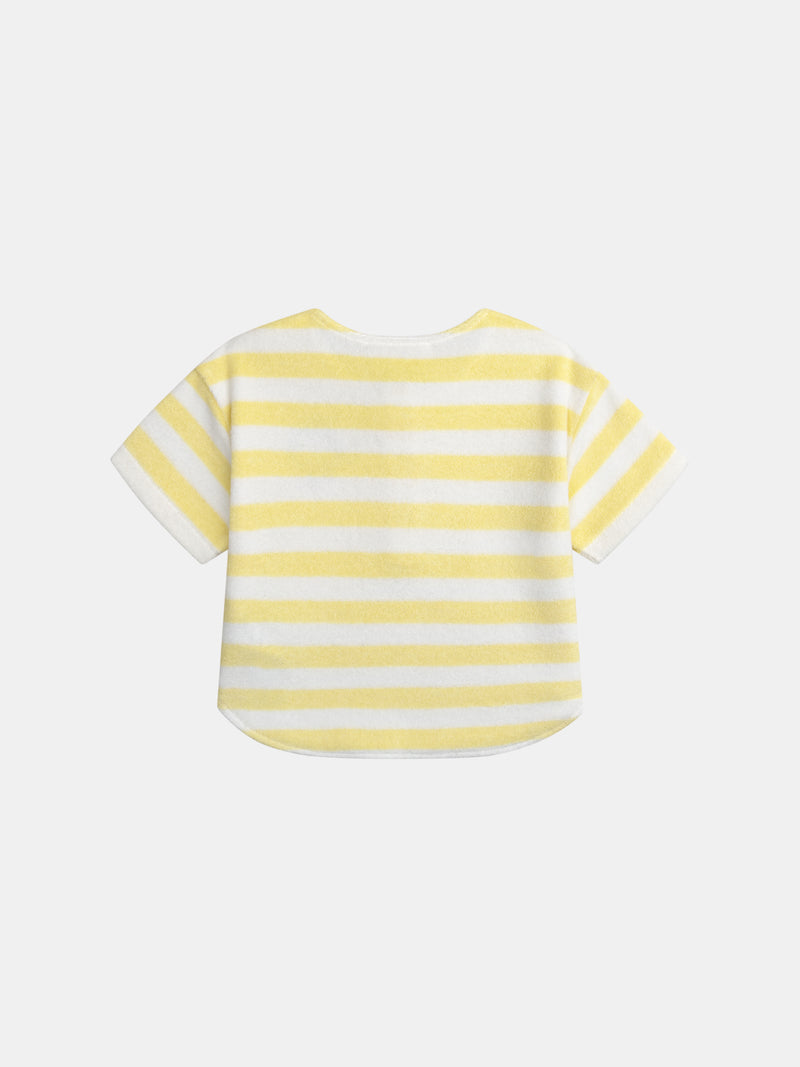Conjunto de camiseta y pantalones cortos a rayas amarillas para bebé niño