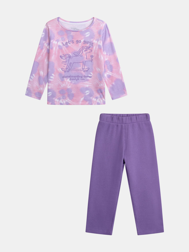 Pijama Tie-Dye Violeta con Motivo 'Pony Skateboarding Fever' para Niña