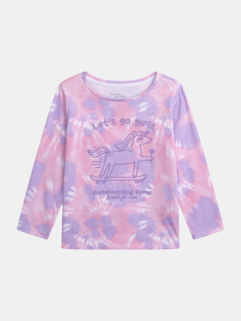 Pijama Tie-Dye Violeta con Motivo 'Pony Skateboarding Fever' para Niña