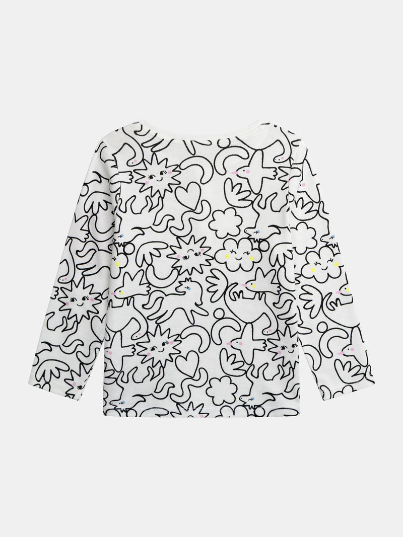 Pijama largo crema con estampado integral "DREAM" para niña