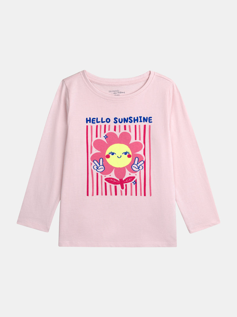 Pijama largo rosa "Hello Sunshine" para niña
