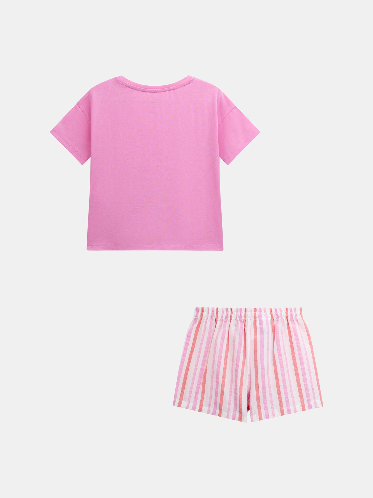 Pijama corto rosa con estampado "Playa Fiesta" para niña
