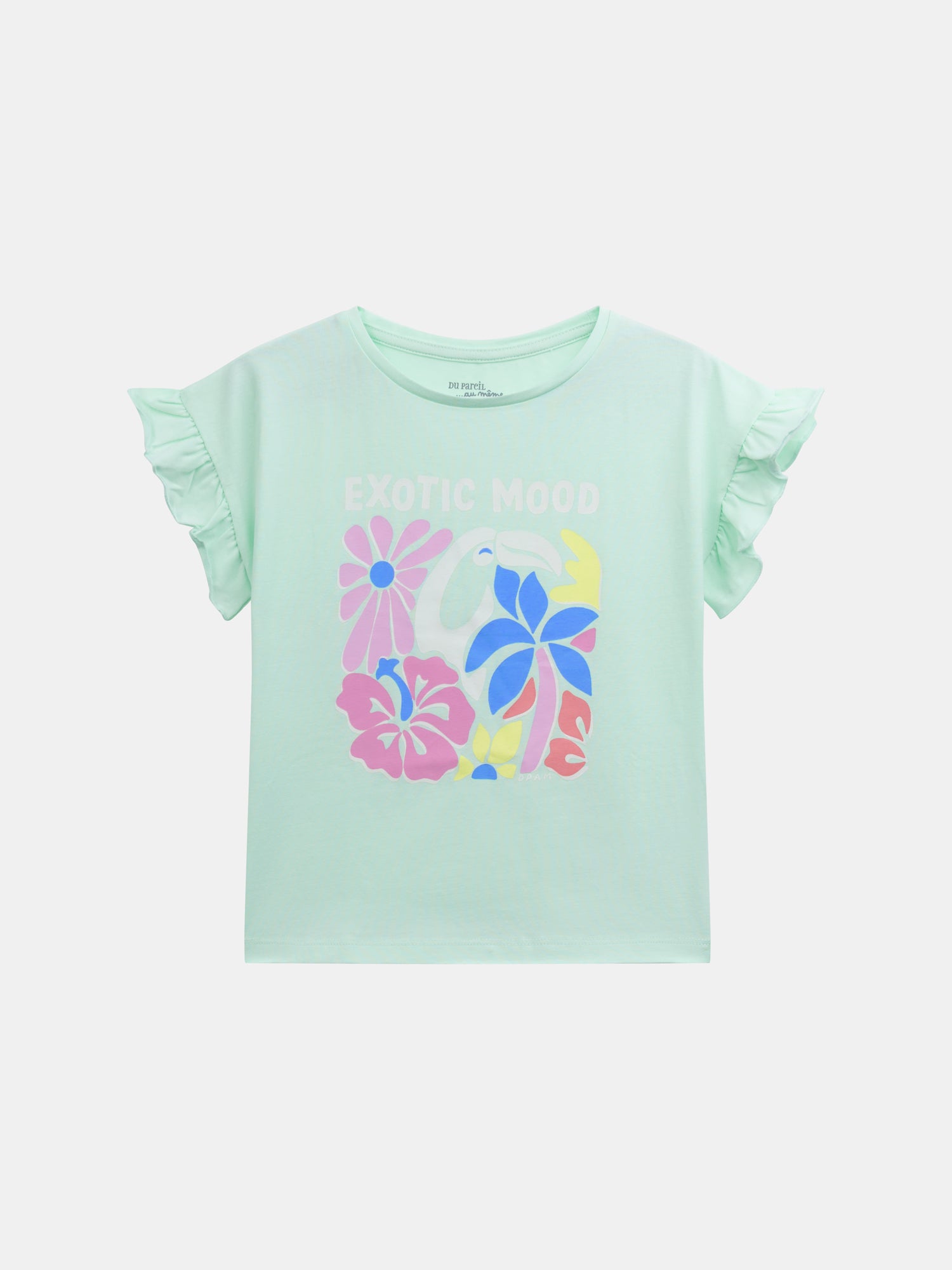 Pijama corto fosforescente impreso "Exotic Mood" para niña