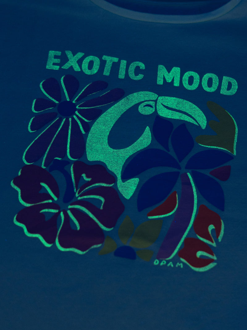 Pijama corto fosforescente impreso "Exotic Mood" para niña