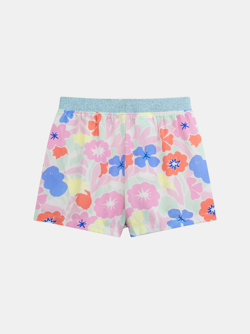 Pijama corto fosforescente impreso "Exotic Mood" para niña