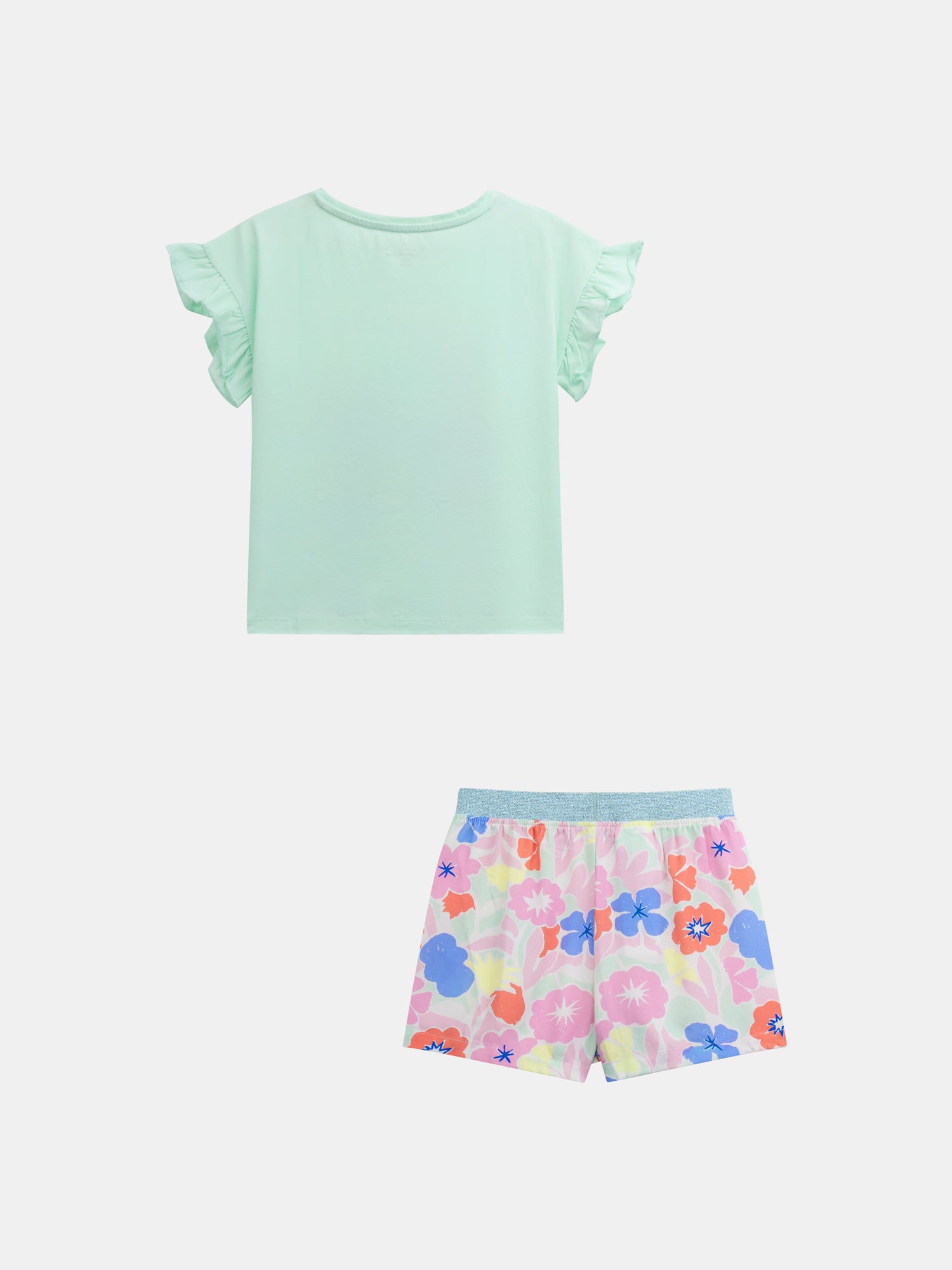 Pijama corto fosforescente impreso "Exotic Mood" para niña