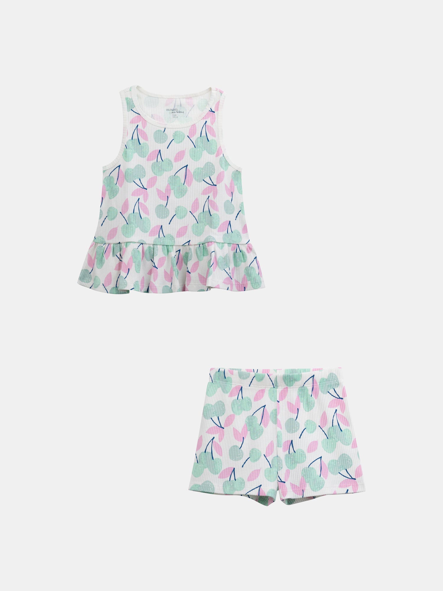 Pijama corto con tirantes y estampado de "Cerezas Pastel" para niña