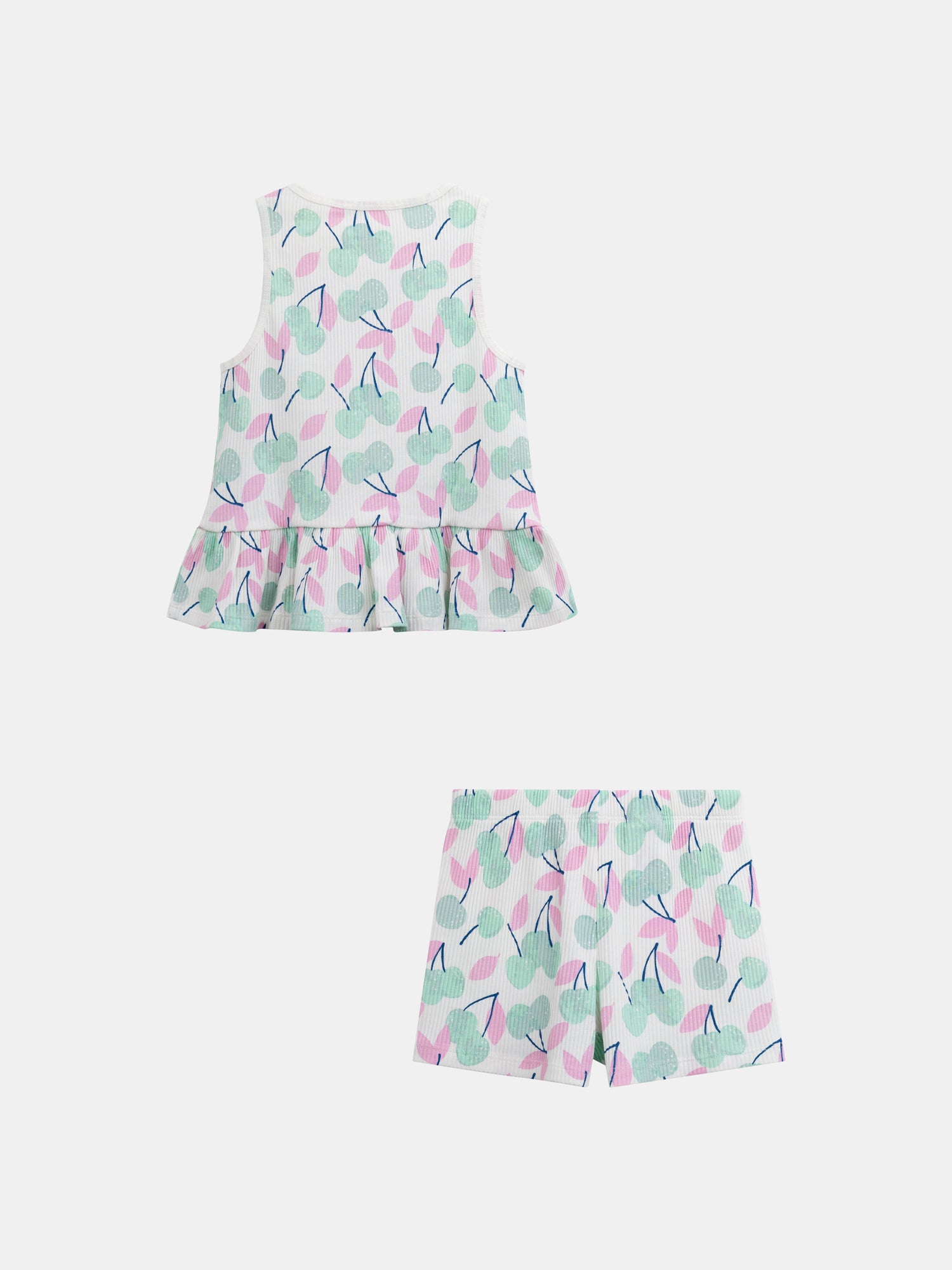 Pijama corto con tirantes y estampado de "Cerezas Pastel" para niña
