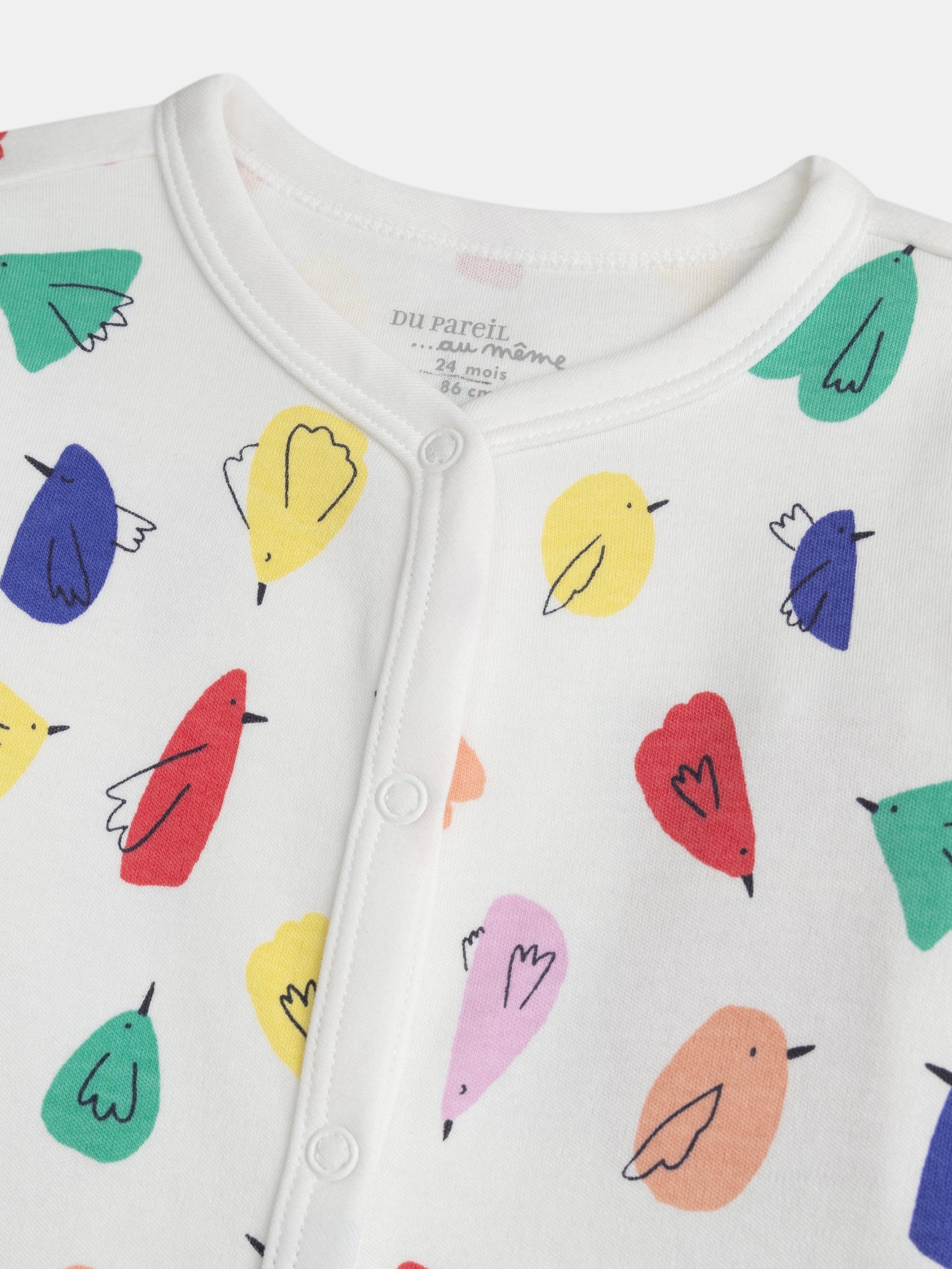 Grenouillère écrue imprimé all-over oiseaux pour bébé Fille