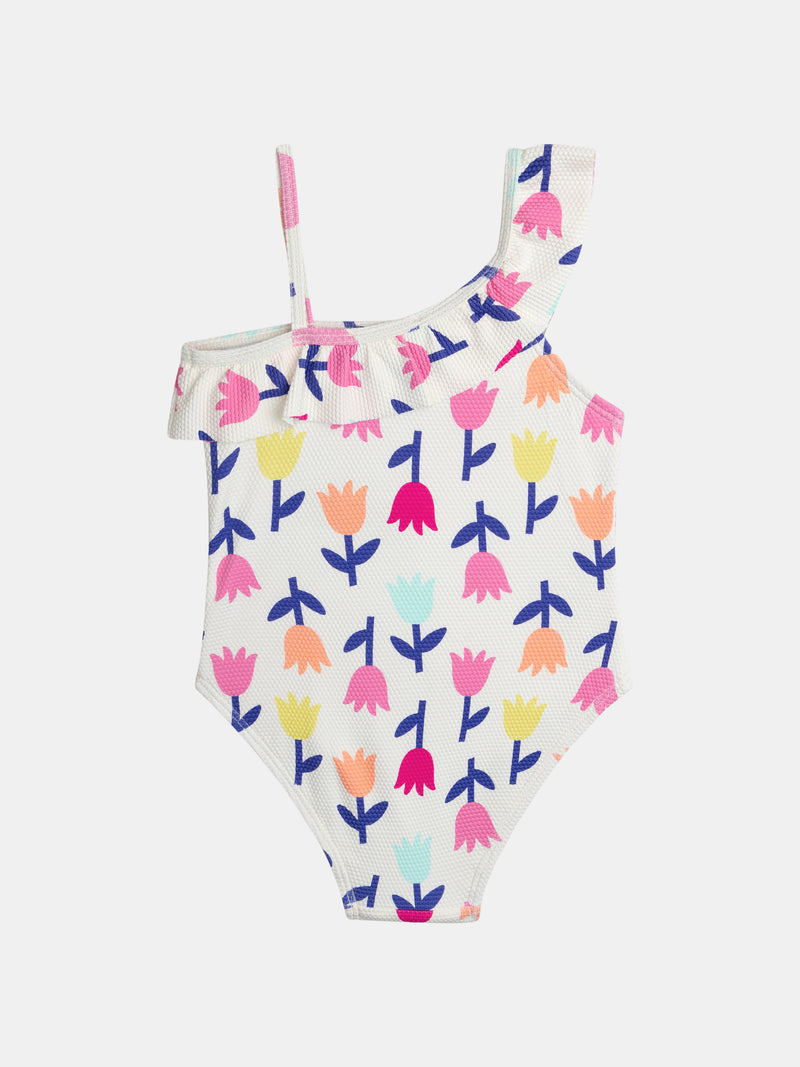Traje de baño de una sola pieza con tulipanes para niñas