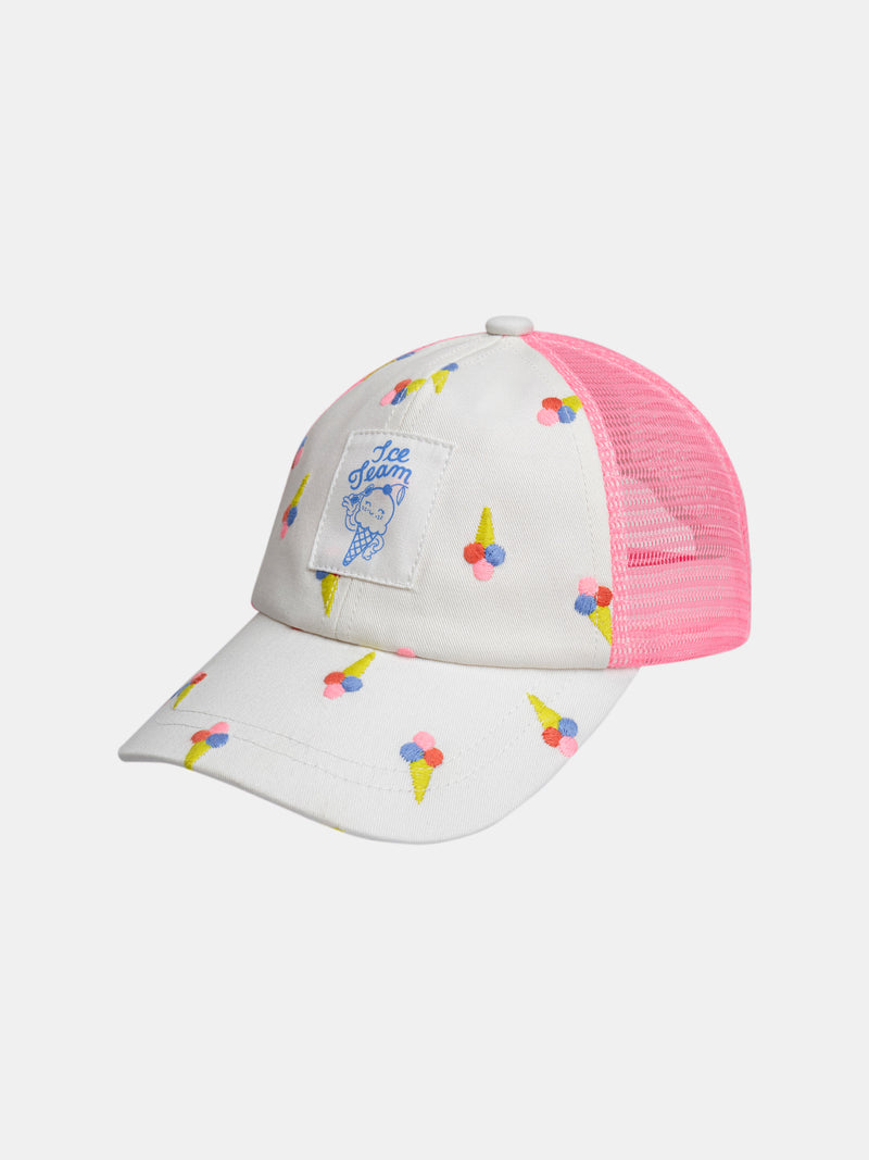 Gorra Beige con Motivo de Helados para Niñas