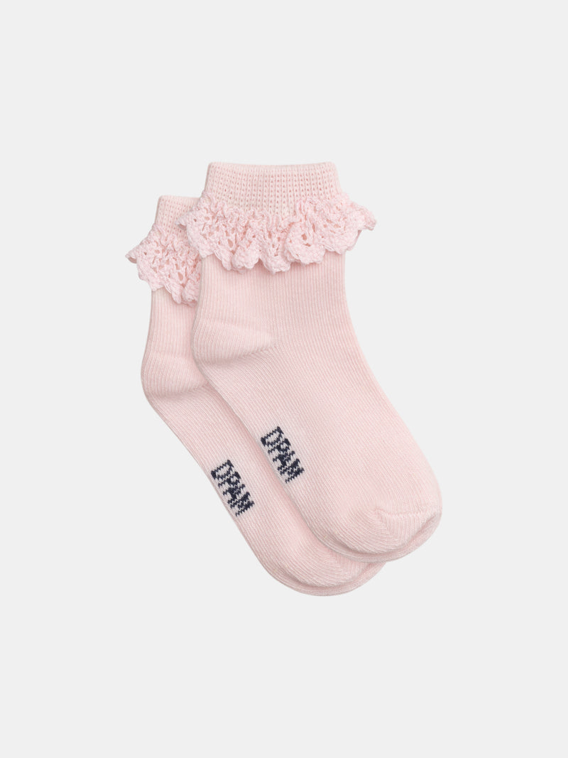 Calcetines rosa pálido con encaje para bebés niñas