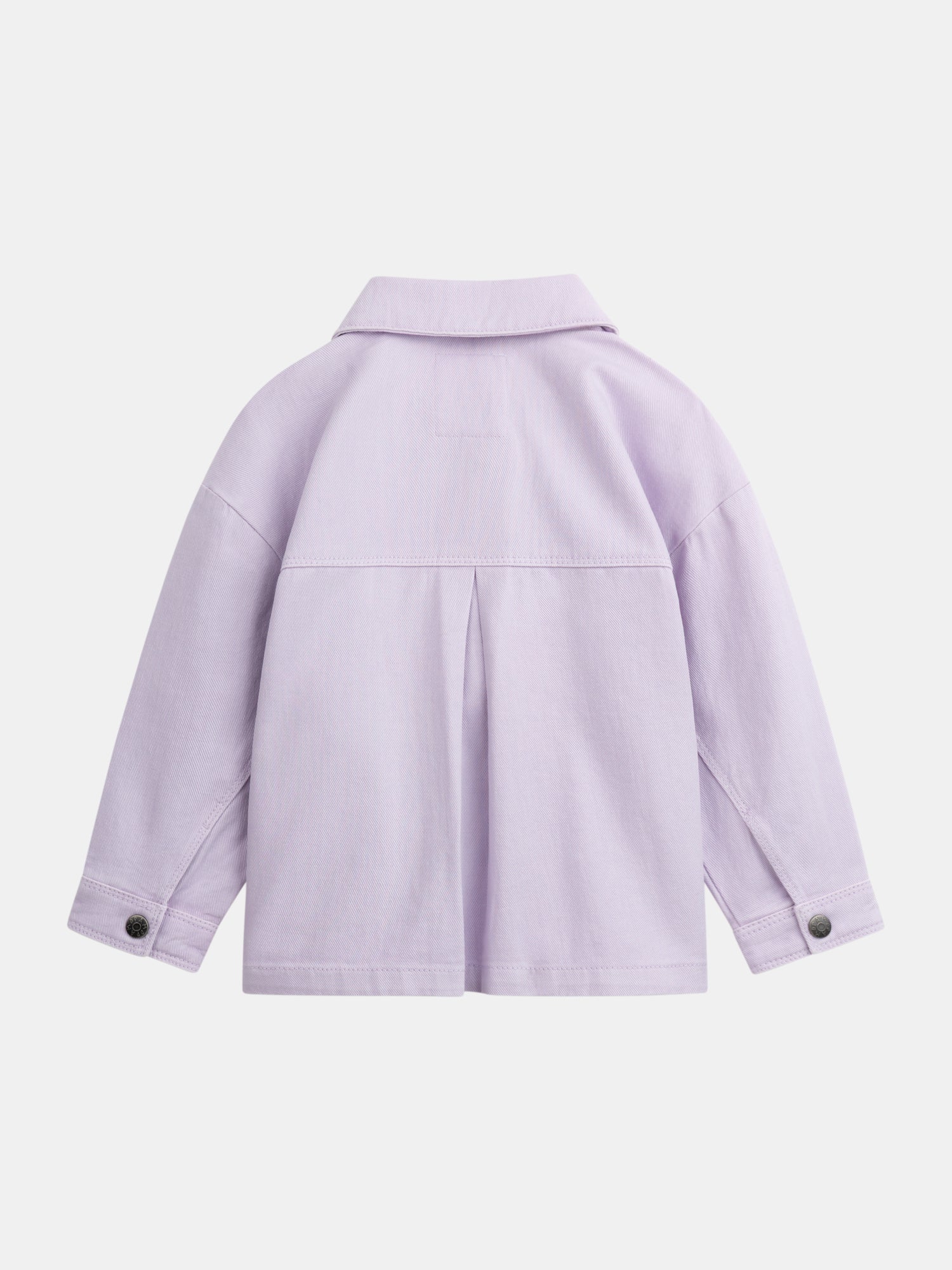 Chaqueta púrpura con bolsillos y bordados de corazón para niñas