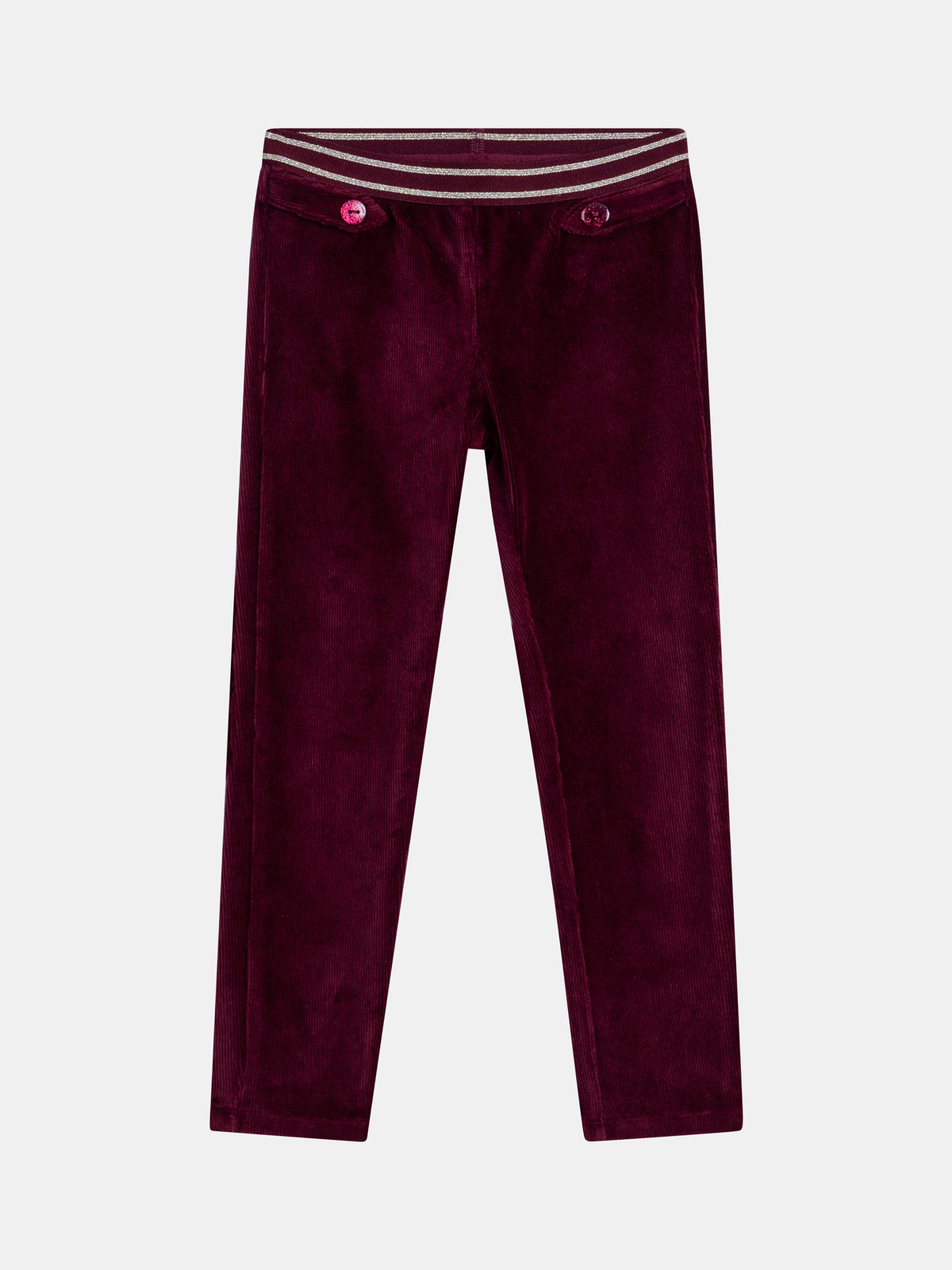 Pantalon prune en velours à ceinture fantaisie pour fille