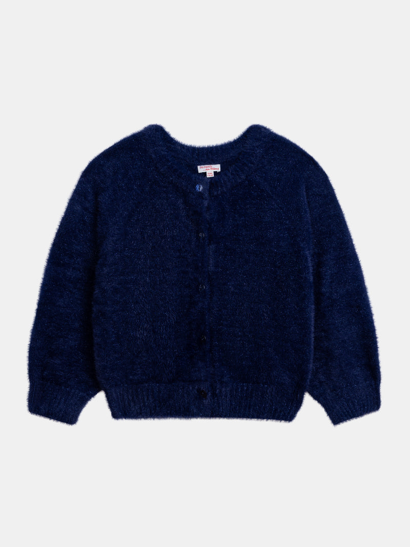Cardigan azul marino de punto suave para chicas