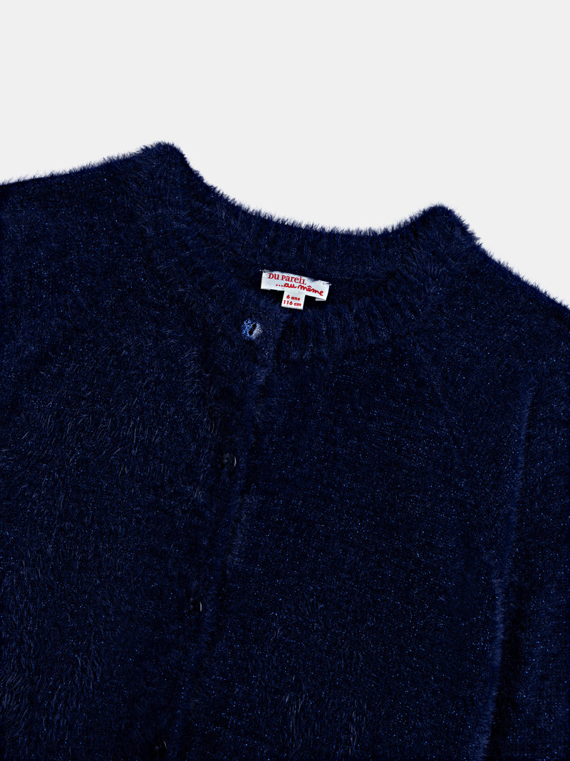 Cardigan azul marino de punto suave para chicas