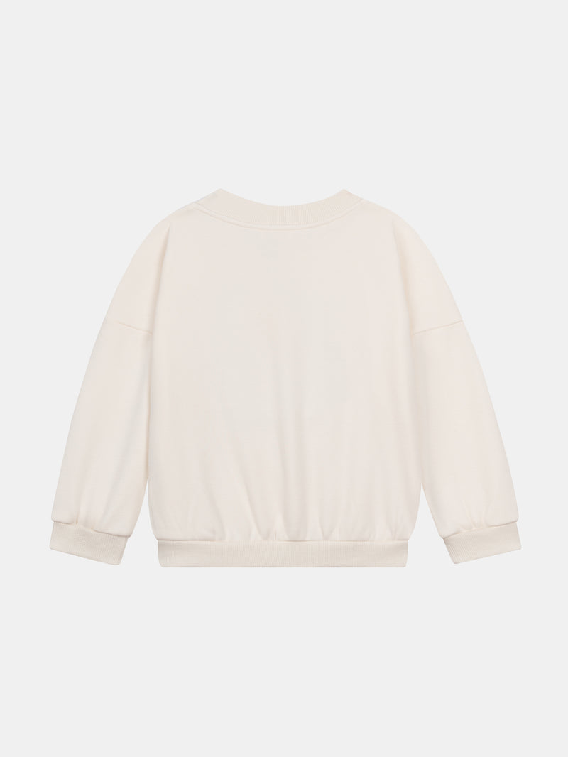 Sudadera crema con animación de perro para niña