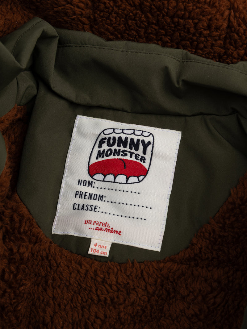 Parka verte doublée sherpa pour garçon