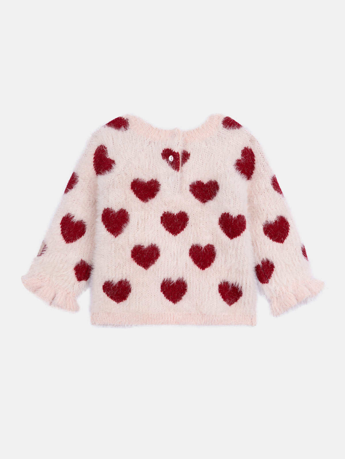 Suéter rosa tiza con patrón de corazones para niña bebé