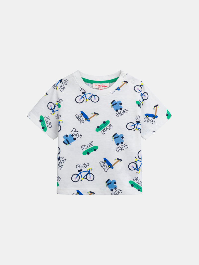 Tee-shirt écru imprimé "Ride" intégral pour bébé garçon