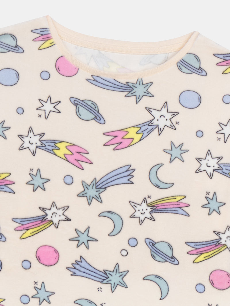 Pyjama 2 pièces en velours et legging à motif galaxie pour enfant fille