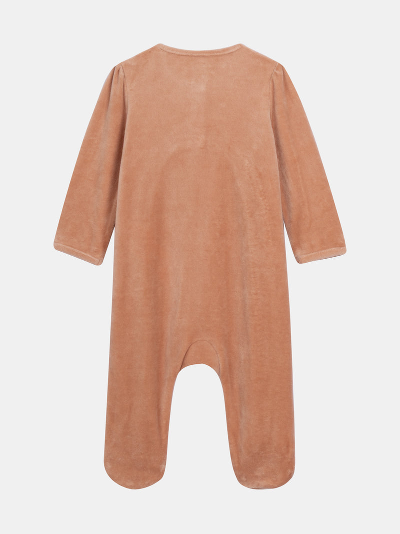 Mameluco de Terciopelo Caramelo con Estampado de Zorro para Niña