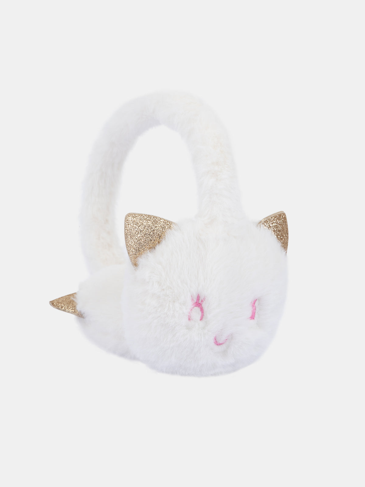 Orejeras de color crema con diseño de cabeza de gato para niñas