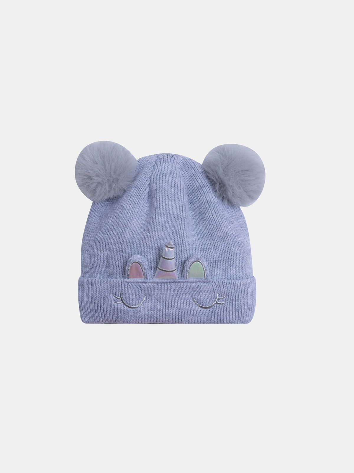 Gorro gris de unicornio para niñas