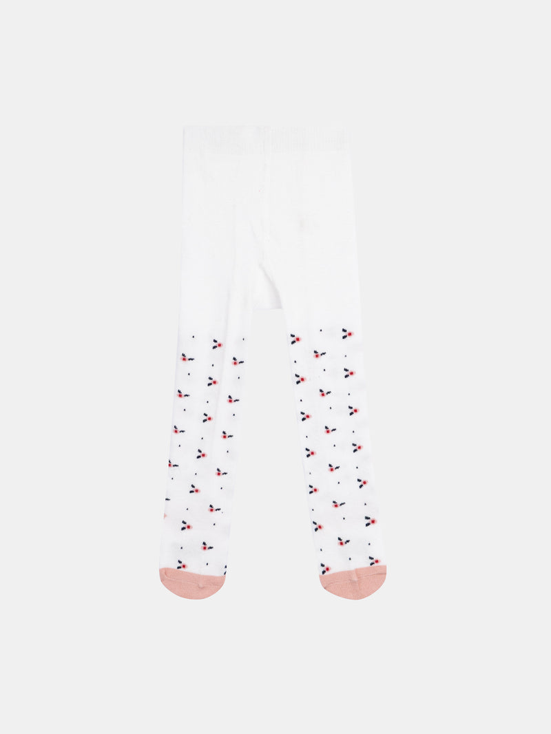 Medias rosas con estampado de flores para bebés niñas