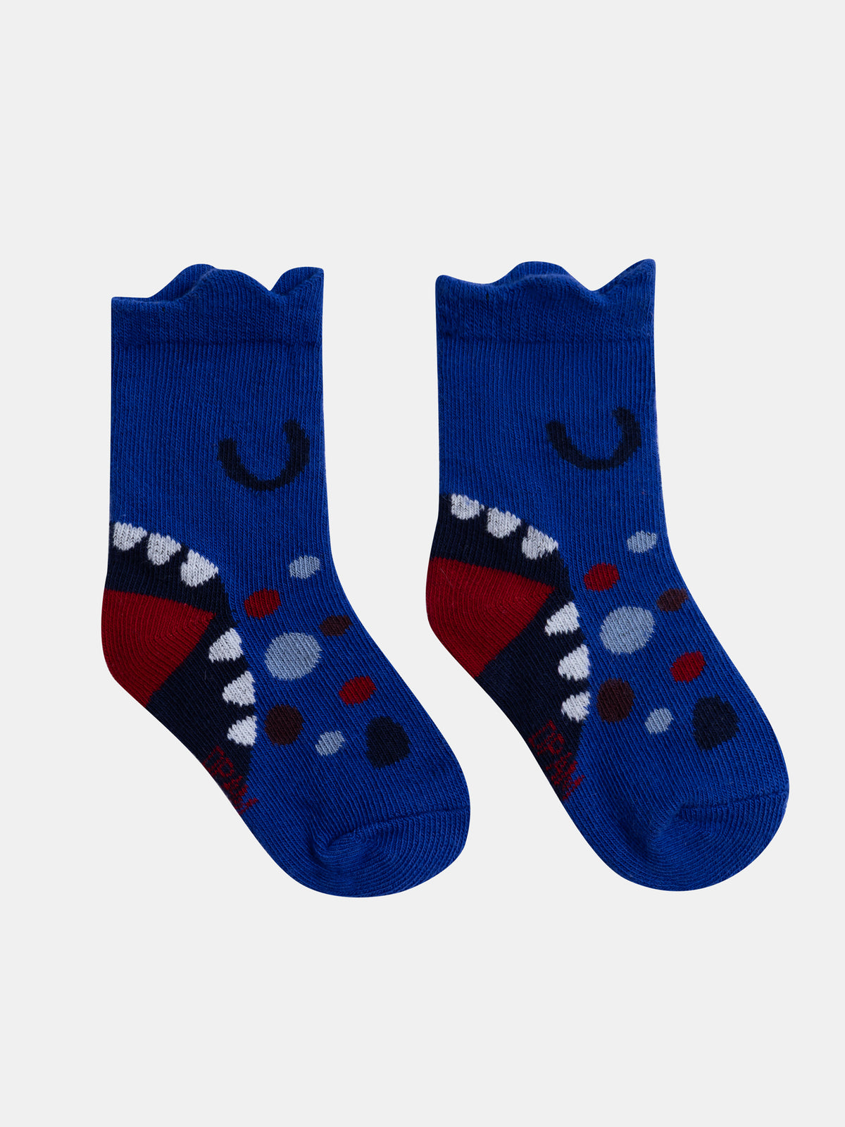 Calcetines azules con animación de dientes de dinosaurio para niño bebé