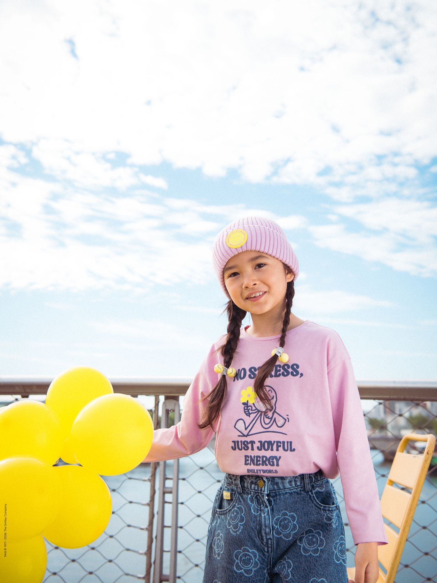 Camiseta de manga larga rosa con estampado SMILEYWORLD para niñas