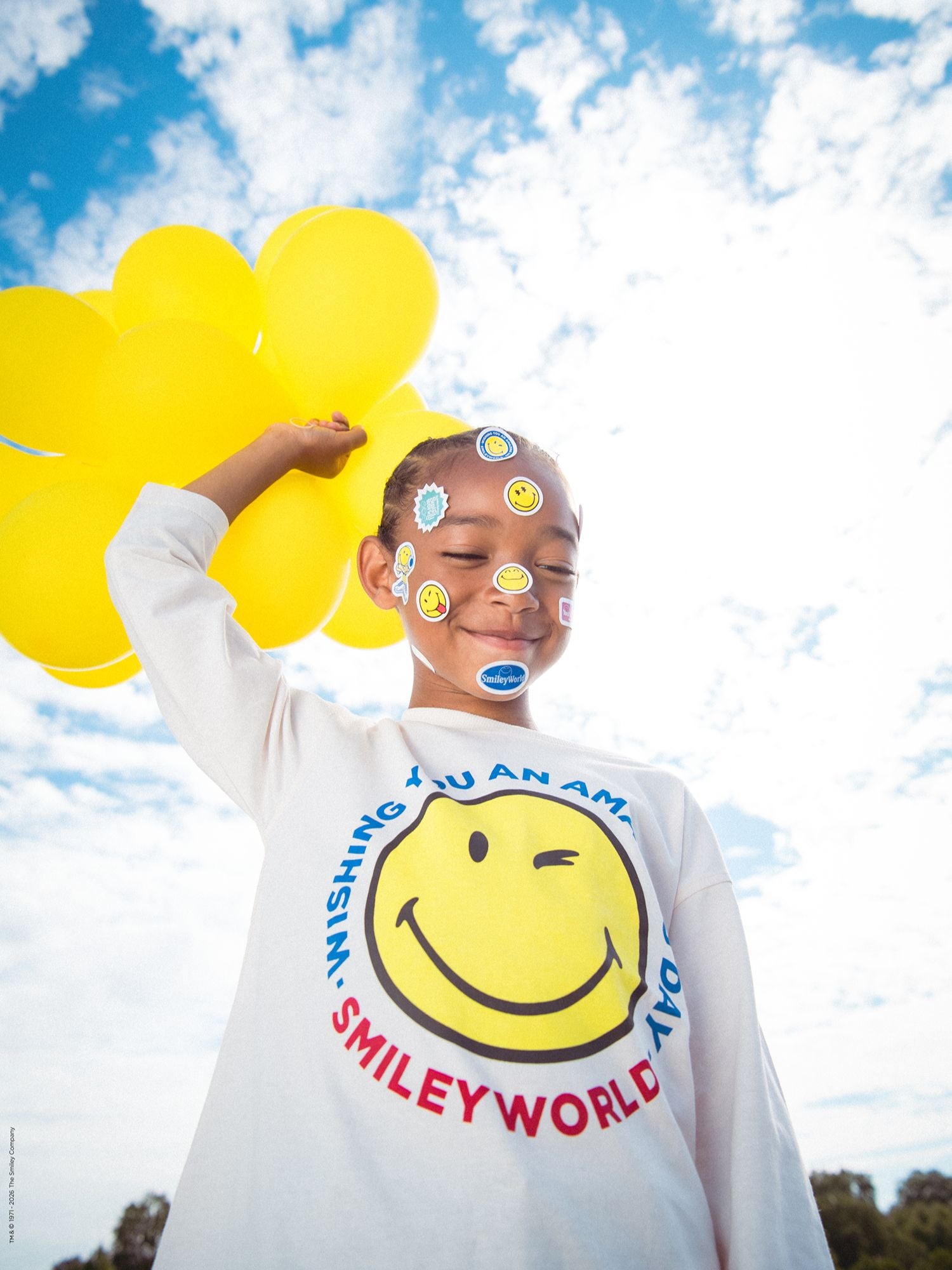Camiseta de Manga Larga Ecru con Estampado SMILEYWORLD para Niños