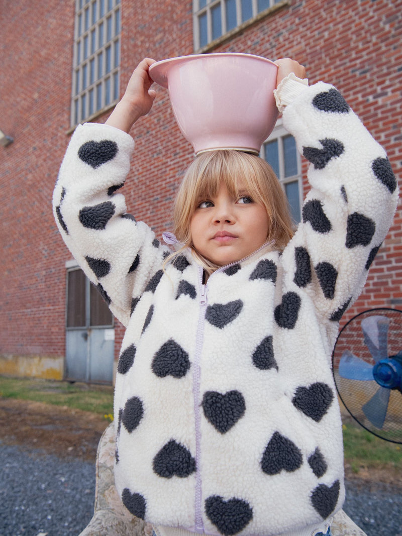 Blouson réversible imprimé coeur pour fille